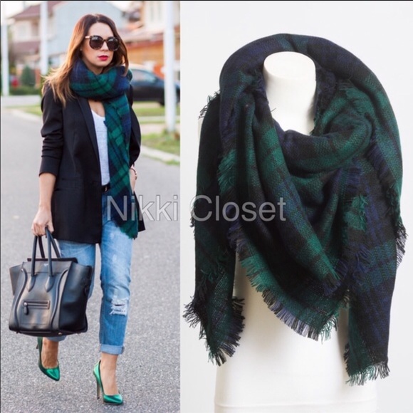 Oversized Blanket Tartan Scarf Wrap Plaid Comfy - Picture 3 of 5